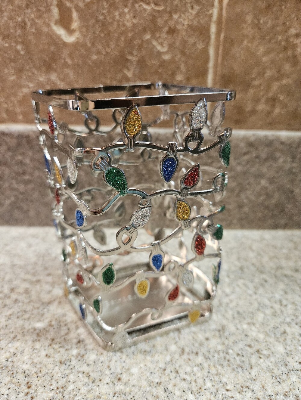 Bath & Body Works Metal Holiday Lights Foaming Soap Holder Sleeve